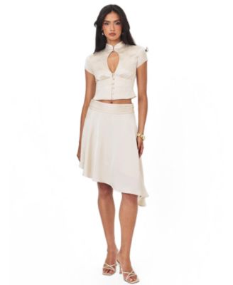 Women's Galina Midi Asymmetrical Satin Skirt