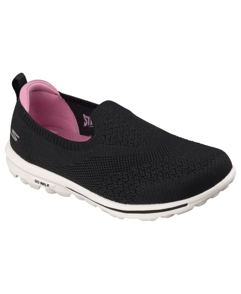 Женские кроссовки Skechers GO Walk Travel Kourt Walking Slip-On, цвет: Чёрный / Розовый