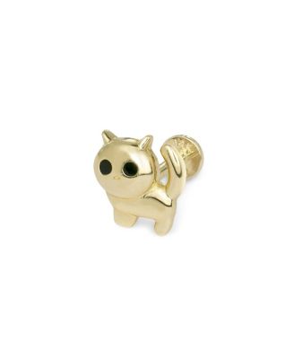 Solid 14k Gold 18G 5mm Black Cat Labret Cartilage Stud