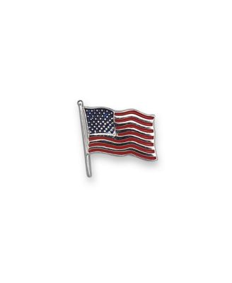 Solid 14k Yellow or White Gold Enamel American Flag Lapel Pin For Men