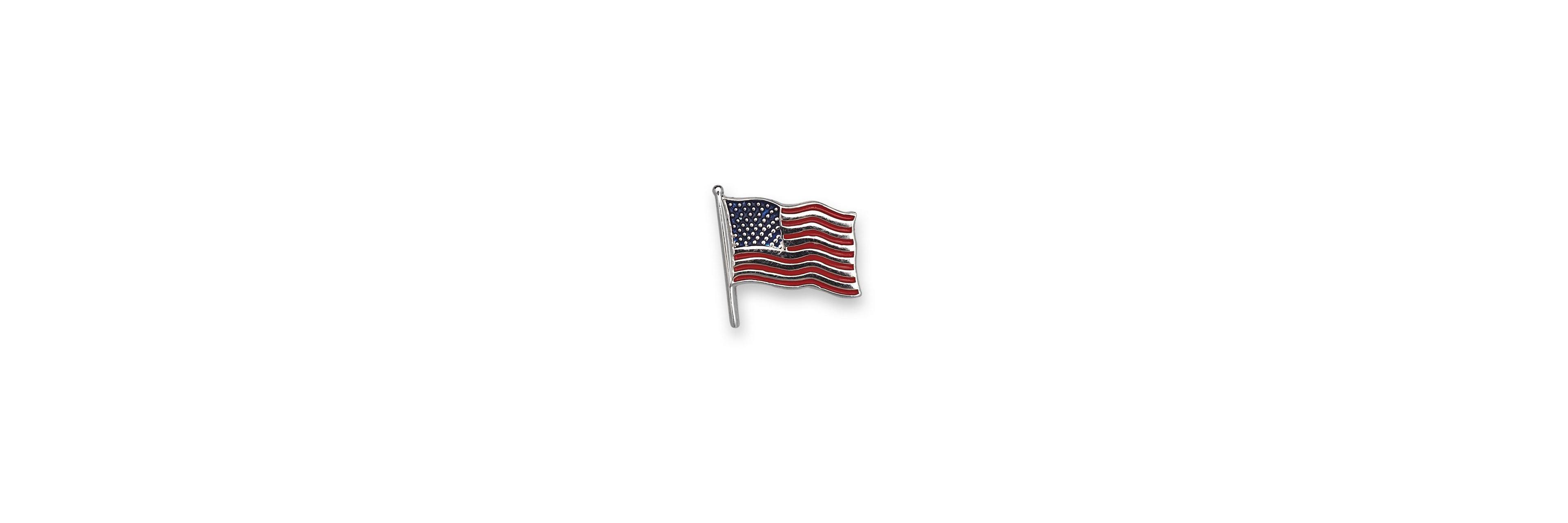 Curata Jewelry Solid 14k Gold Enamel American Flag Lapel Pin For Men