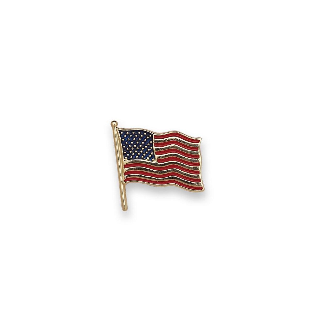 Curata Jewelry Solid 14k Gold Enamel American Flag Lapel Pin For Men - Yellow gold
