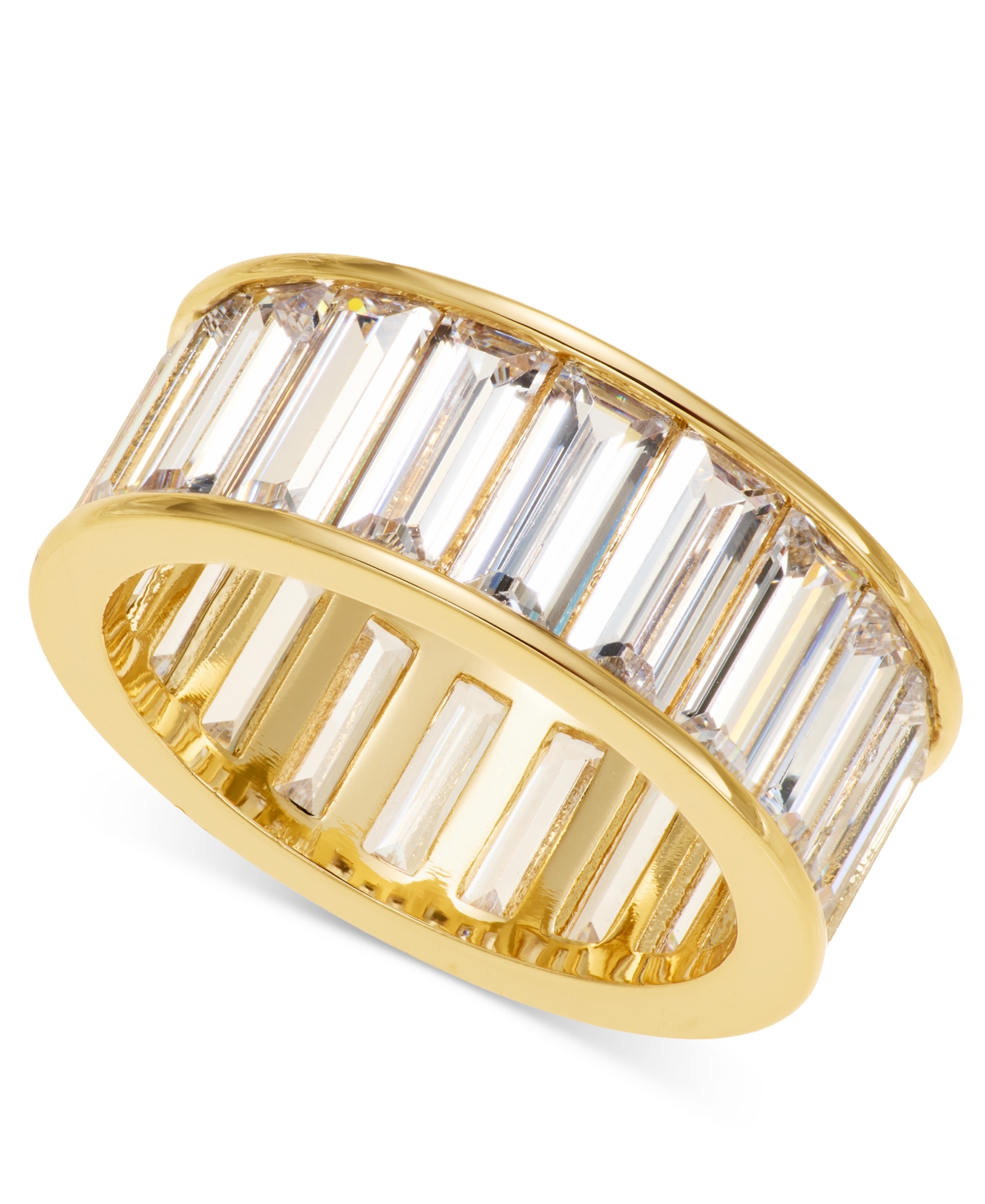 Lauren Ralph Silver-Tone Cubic Zirconia Crystal Baguette Ring