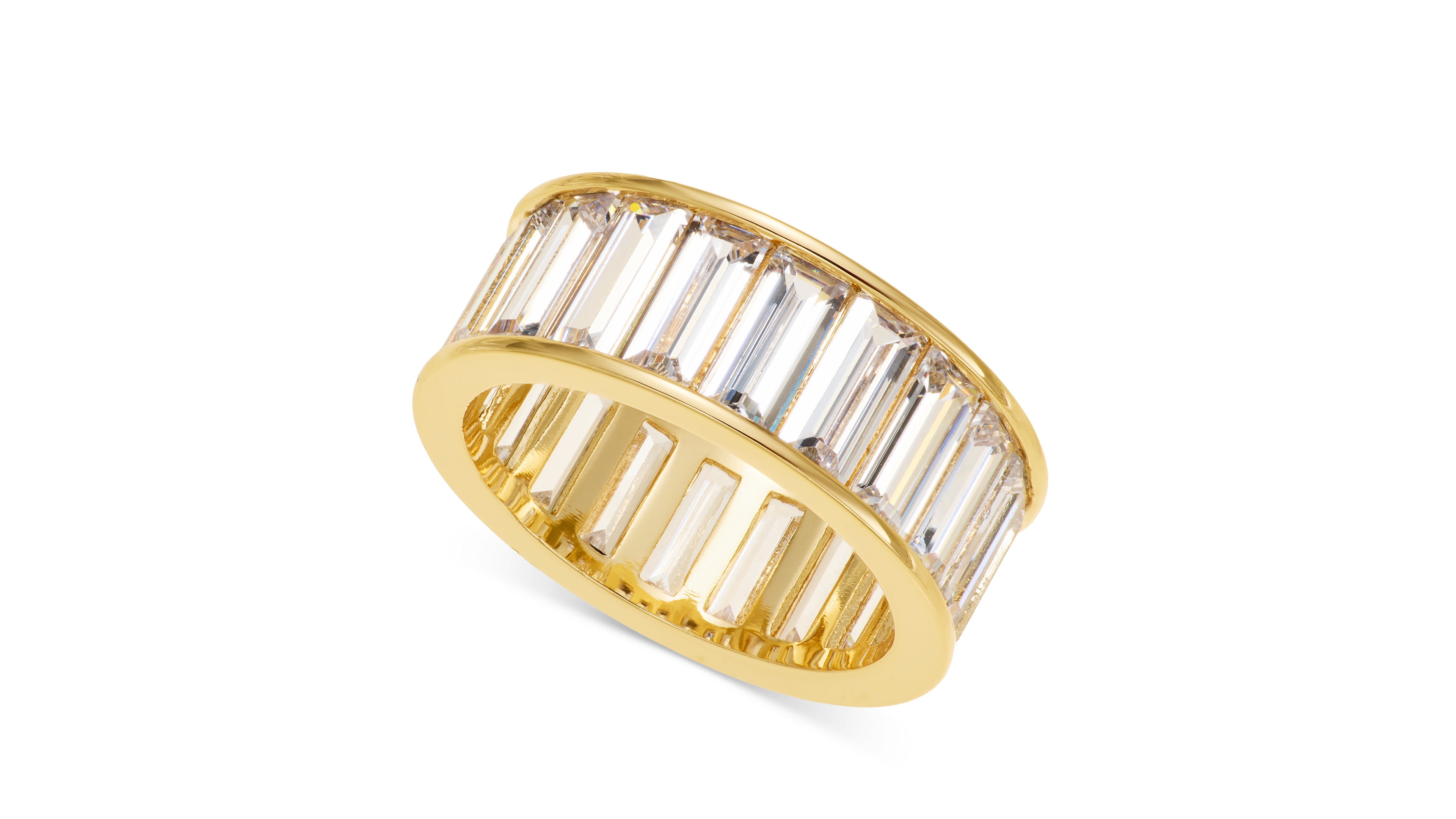 Lauren Ralph Silver-Tone Cubic Zirconia Crystal Baguette Ring