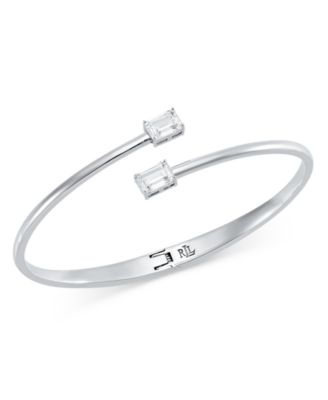 Cubic Zirconia Mixed-Metal Bypass Cuff Bracelet