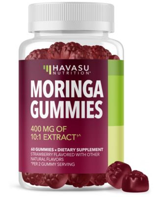 Moringa Gummies | 400mg Moringa Leaf Extract Per Serving | 10:1 Moringa Extract | Strawberry Flavor | 60 Gummies | 30 Servings