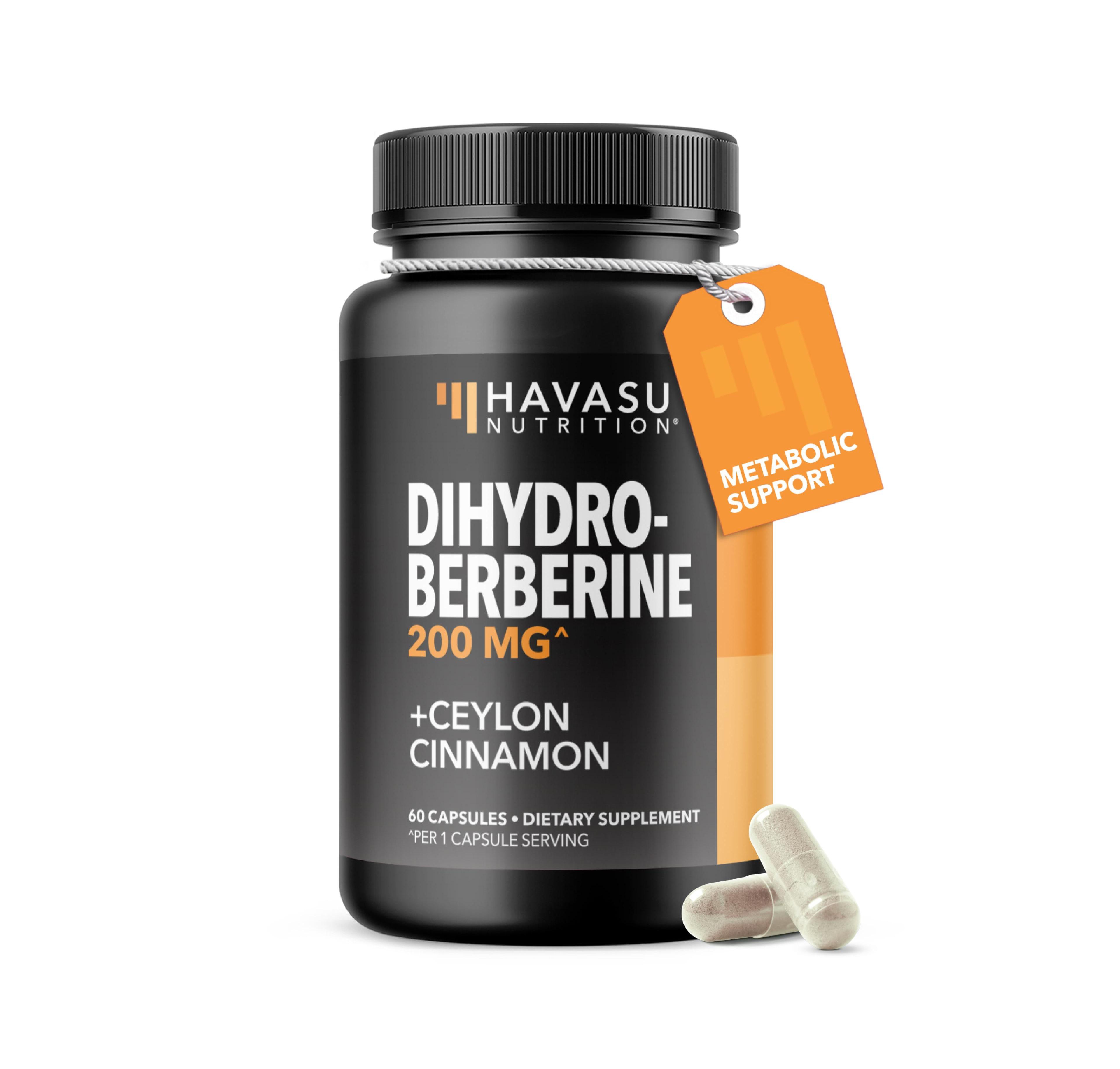 Havasu Nutrition Dihydroberberine 200mg with GlucoVantage and Ceylon Cinnamon | High-Absorption Berberine Alternative | 60 Capsules