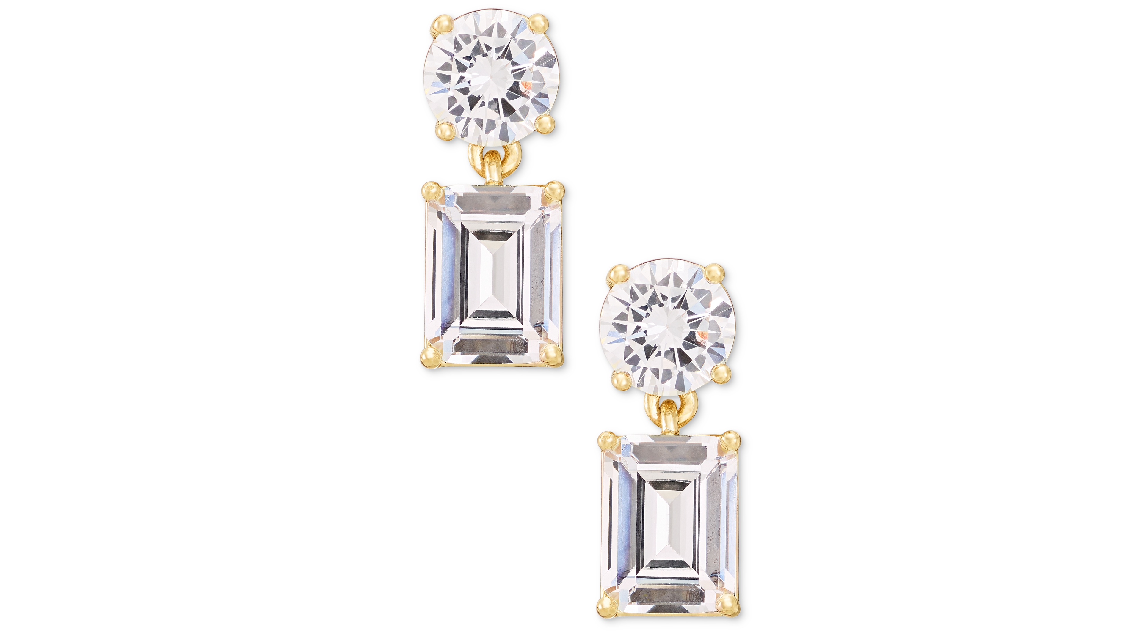Lauren Ralph Cubic Zirconia Silver-Tone and Gold-Tone Post Drop Earrings