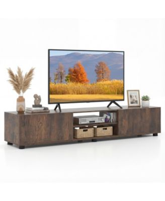 Modern TV Stand for up to 70" TVs Minimalist Entertainment Center with 2 Doors and Open Shelves