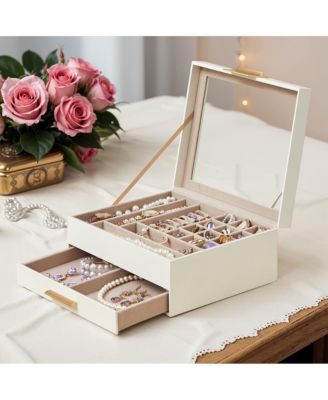 Jewelry Box Flocking Fabric Organizer with Floating Base