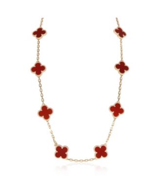 Yellow Gold Carnelian Vintage Alhambra Necklace