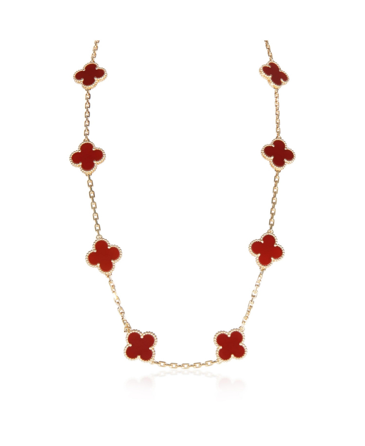 Pre-Owned Van Cleef & Arpels Yellow Gold Carnelian Vintage Alhambra Necklace - Yellow gold