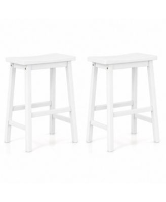 Set of 2 Saddle-Seat Counter Height Stools with Curved Seat and Footrests
