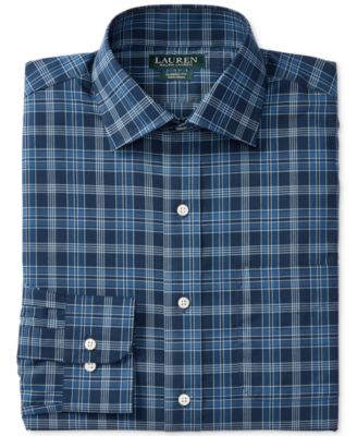 Lauren Ralph Lauren - Men's Classic-Fit Non-Iron Navy Plaid Dress Shirt