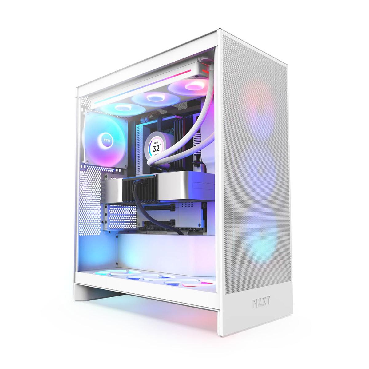 Nzxt H7 Flow Rgb E-atx Mid-Tower Airflow Computer Case Compatible with E-atx, Atx, Micro-atx, and Mini-itx Motherboards - White