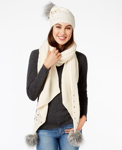 Betsey Johnson B Jeweled Scarf and Beanie