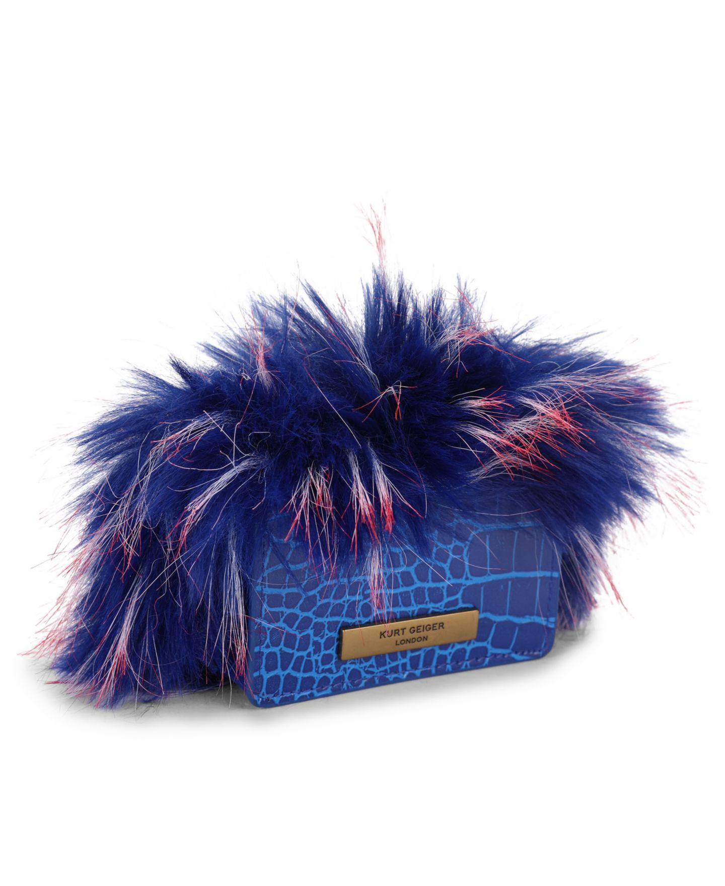 Женская сумка Kurt Geiger London Micro Kensington Eagle Faux Fur Crossbody, цвет: Синий — фото 3