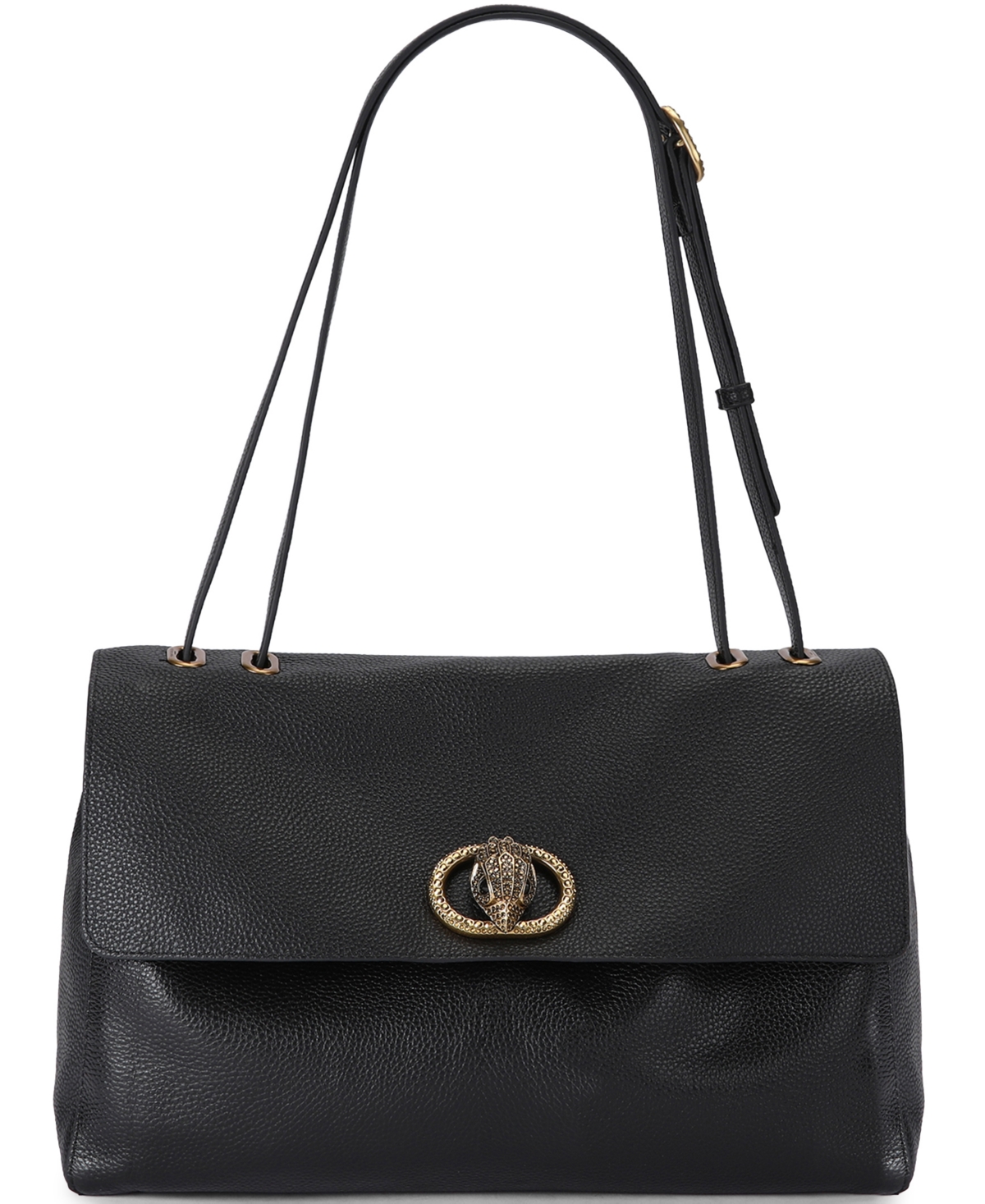 Kurt Geiger Chelsea Large Slouch Flap Leather Shoulder Handbag In Black