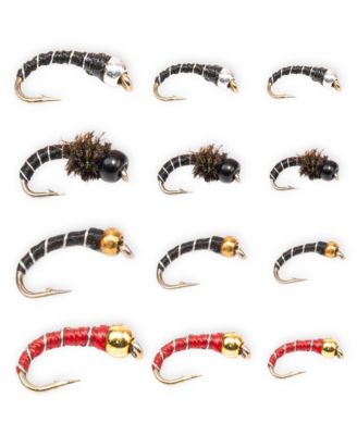 Zebra Midges Fly Fishing Flies Tungsten Bead Head Trout Lures 12 Pack