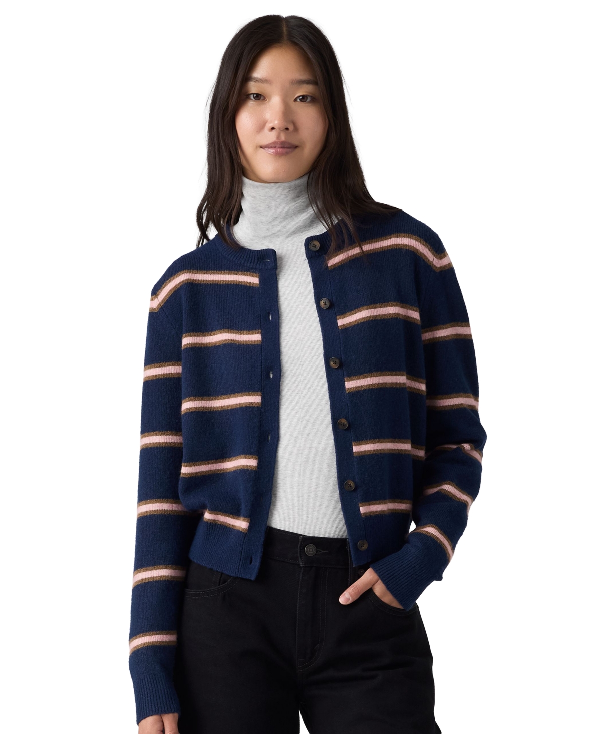 Levi's Women's Claire Stripe Wool-Blend Cardigan - Devin Stripe Navy Blazer
