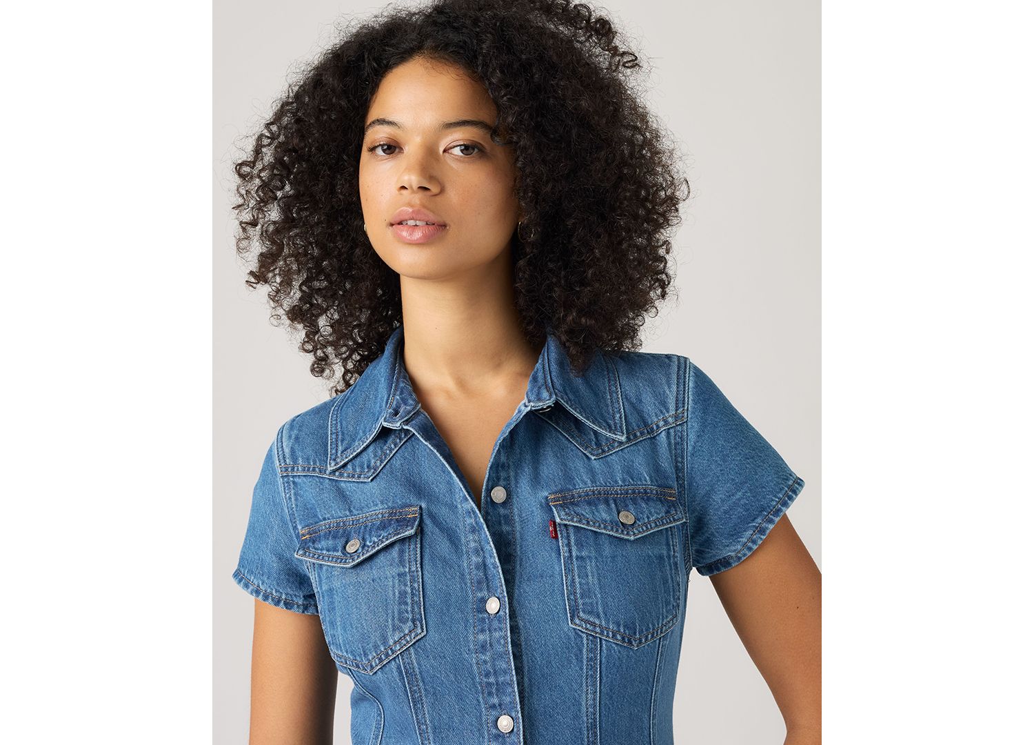Women's Western Fit & Flare Midi Denim Dress