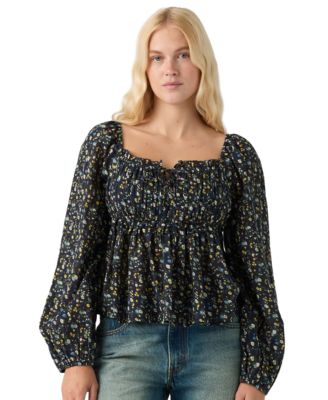 Women's Oraya Front-Tie Floral-Print Scoop Neck Blouse