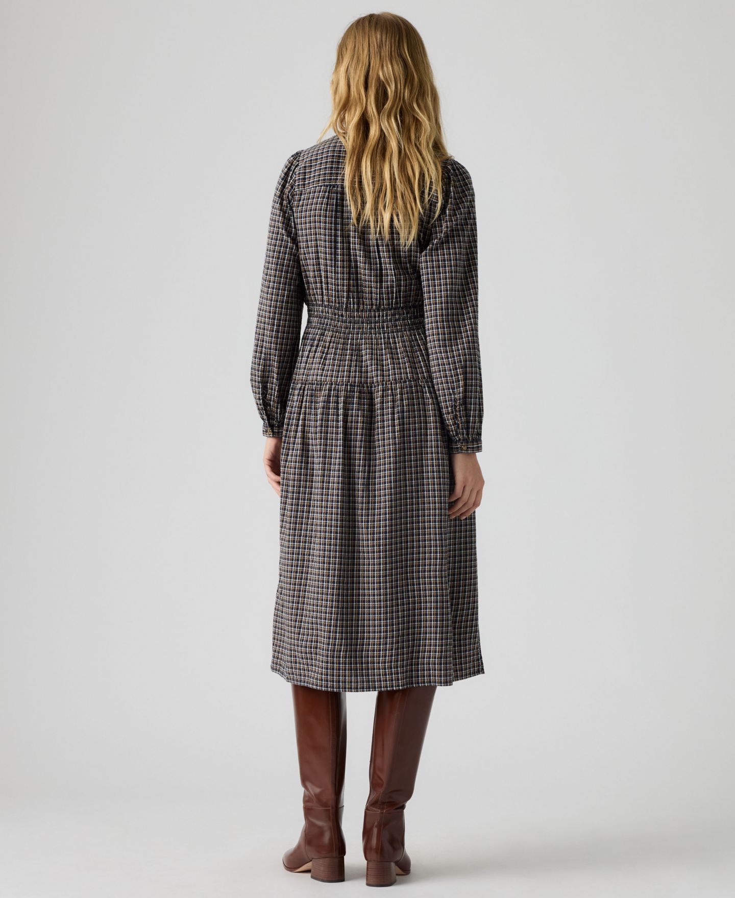 Женское платье Levi's Clementine Plaid A-Line Midi, цвет: Клетчатый тёмно-синий — фото 4