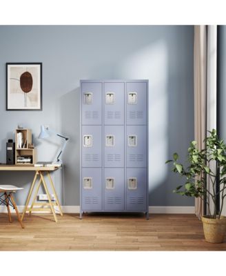 9 Compartment Metal Storage Locker Cabinet Individual Locks Steel