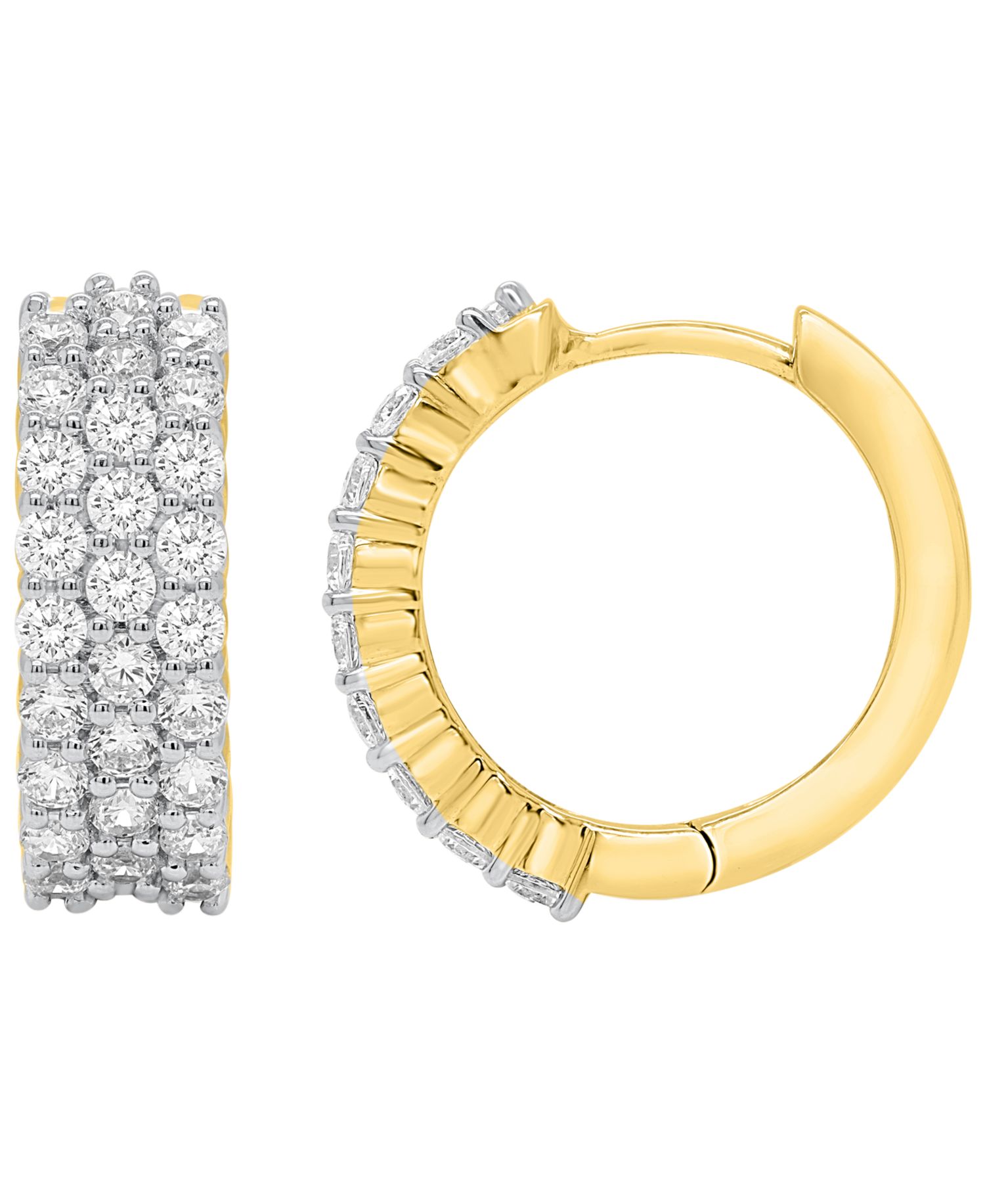 Lab-Grown Diamond Triple Row Huggie Hoop Earrings (1 ct. t.w.) in Sterling Silver