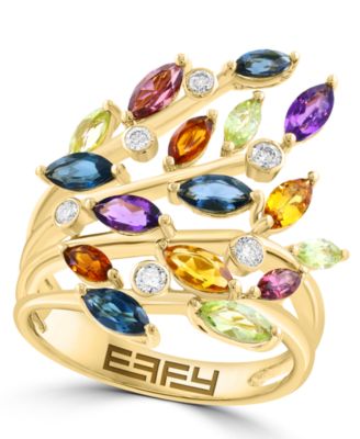 Multi-Stone Diamond Ring (1/6 ct. t.w. Diamond, 2-1/3 ct. t.w. Gemstones) in 14k Yellow Gold