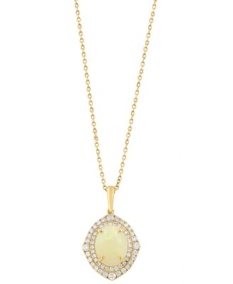 Diamond and Opal Pendant (3/8 ct. t.w. Diamond, 1-3/4 ct. t.w. Opal) in 14k Yellow Gold