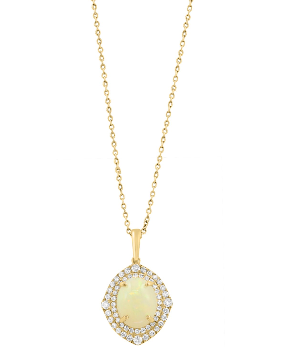 Effy Collection Diamond and Opal Pendant (3/8 ct. t.w. Diamond, 1-3/4 ct. t.w. Opal) in 14k Yellow Gold - Yellow Gold