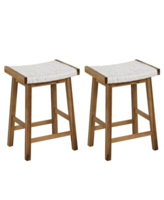 Set of 2  in Dining Bar Stool with Seaweed Woven Seat