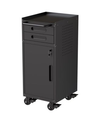 Slim Storage Cabinet 14.7 Inch Wide Rolling Locking Steel Garage Organizer