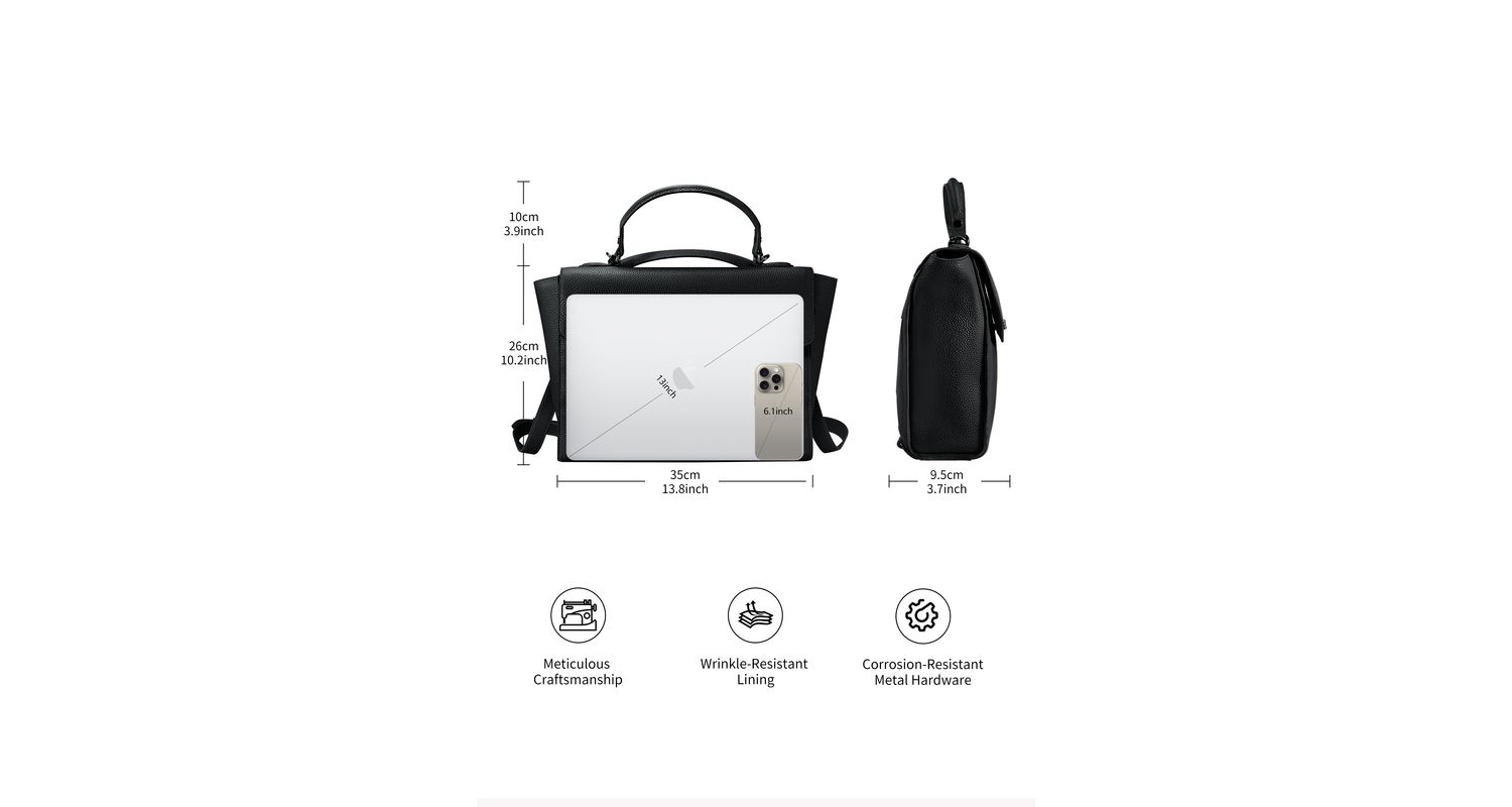 Women's Potter Water-Resistant Leather Convertible 13" Laptop Backpack
