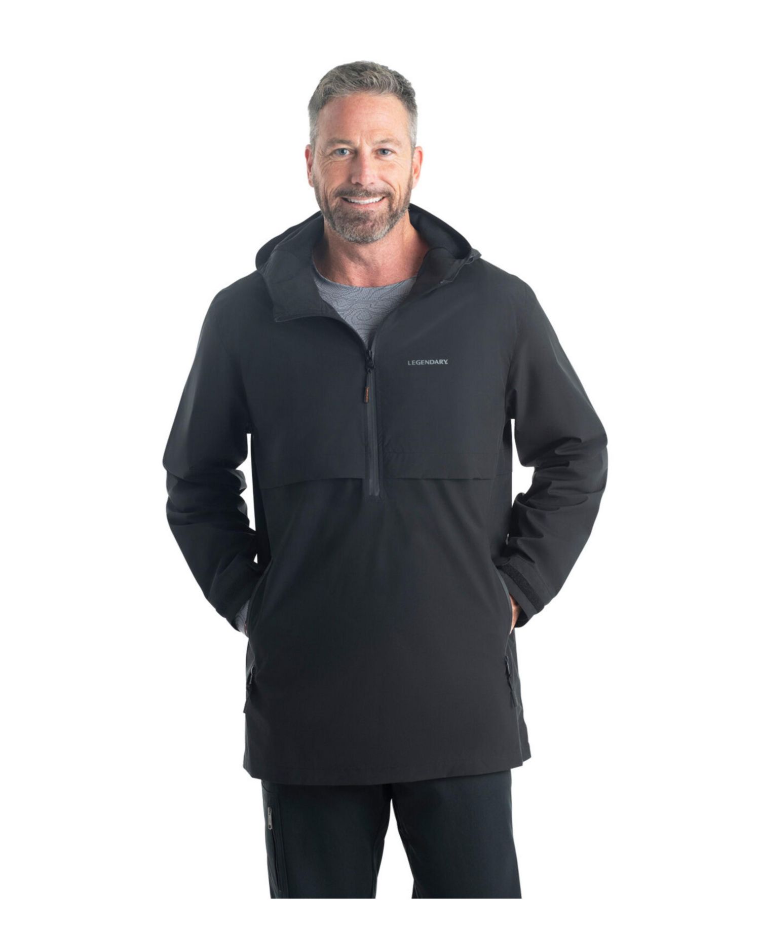 Big & Tall Water Resistant Hooded Pullover Half Zip Up Jacket