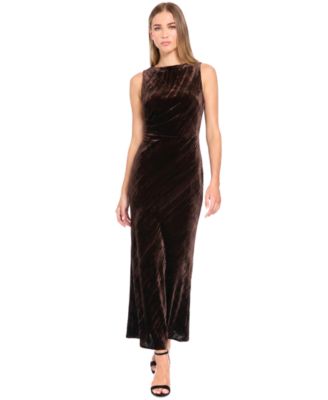 Women's Boat-Neck Velvet Crisscross-Back Midi Dress