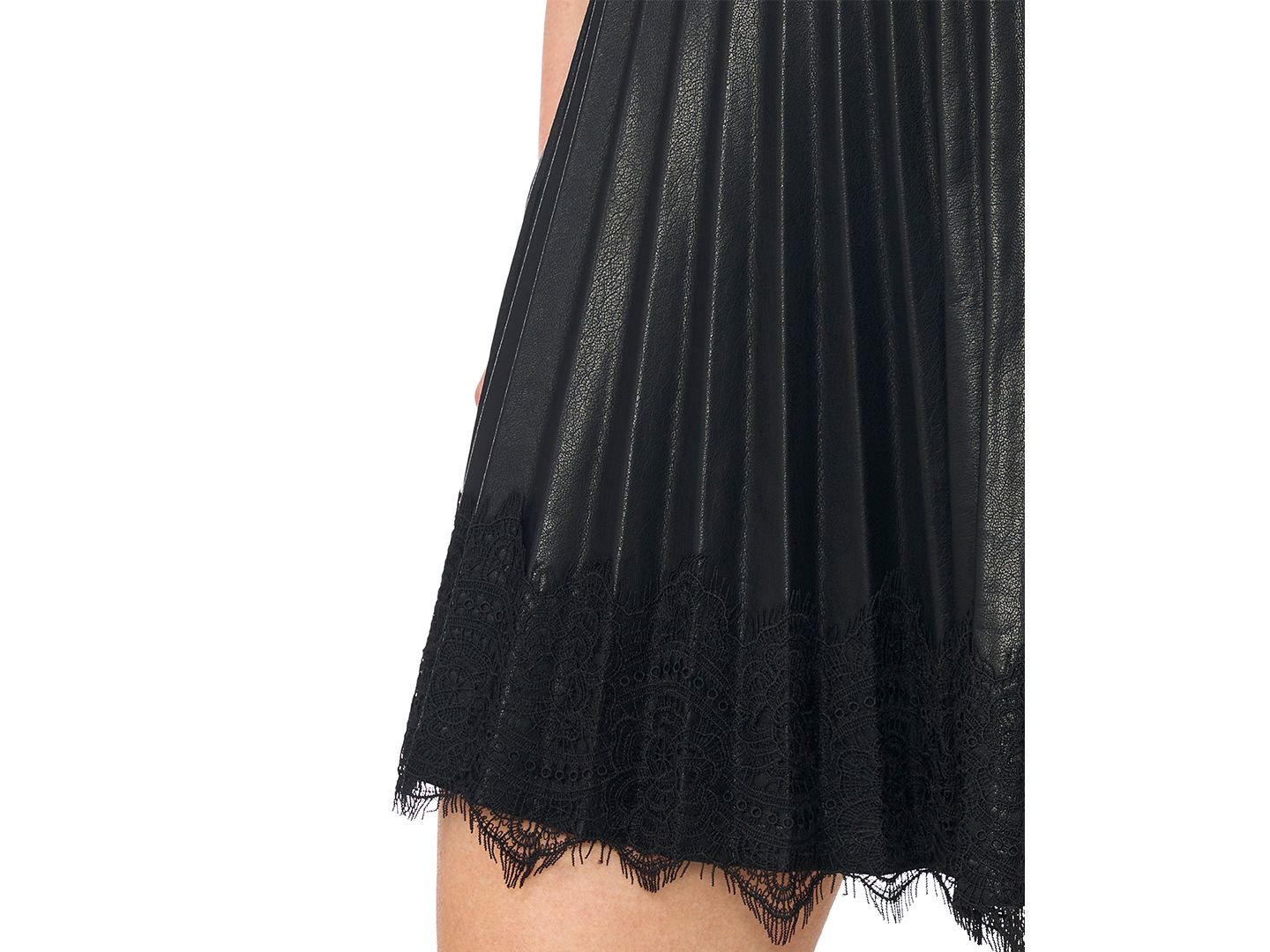 Женская юбка CeCe Pleated Mini Faux Leather, цвет: Насыщенный чёрный — фото 2
