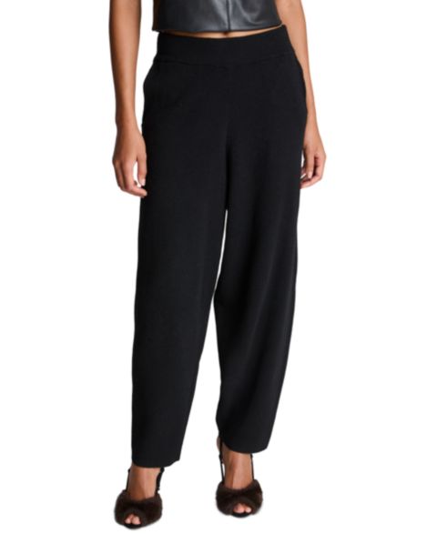 Женские брюки Kenneth Cole Pull on Barrel Leg Elastic Waist Sweater Pants, цвет: Чёрный