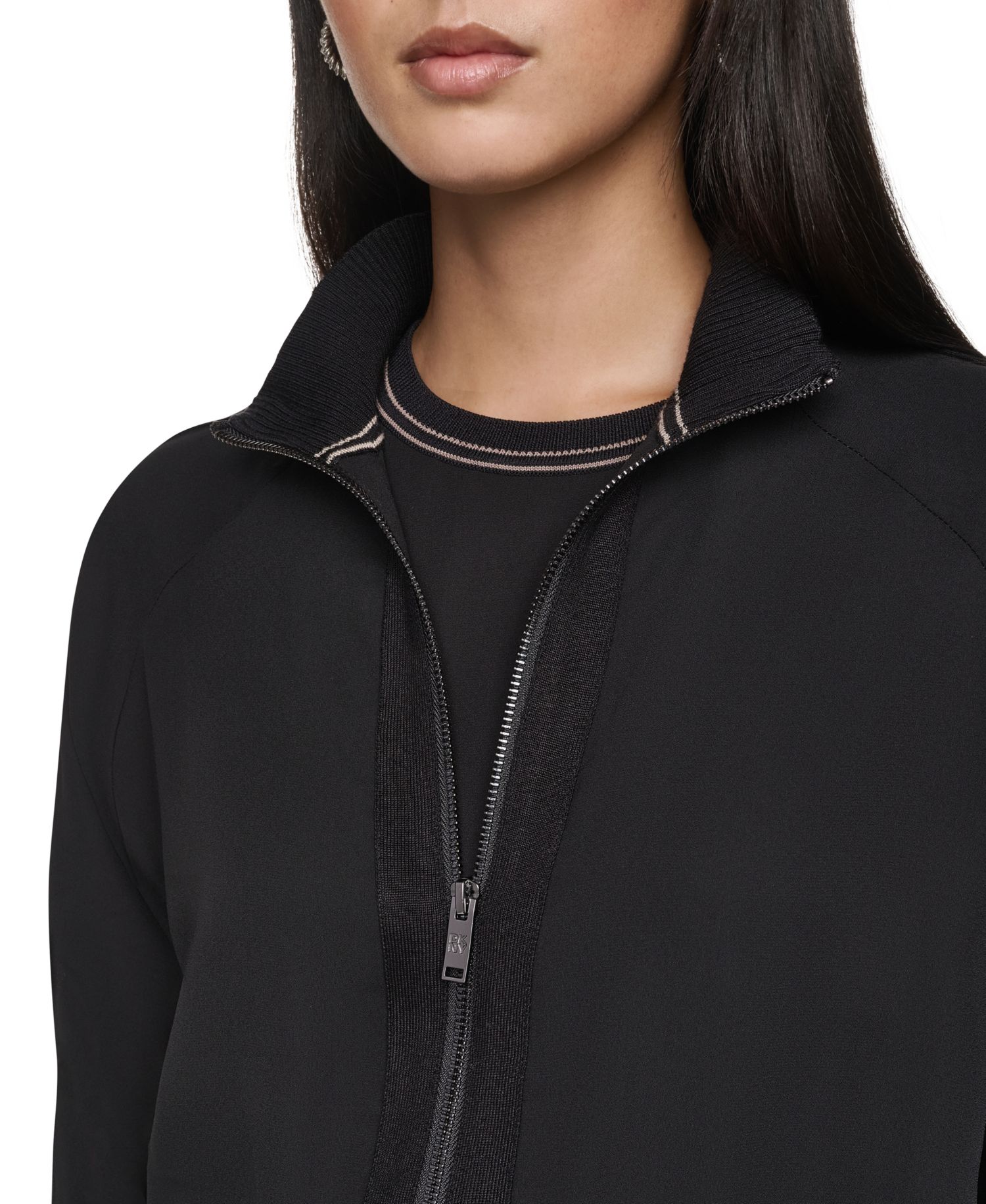 Women's Lightweight Mixed-Media Contrast-Stitch Jacket