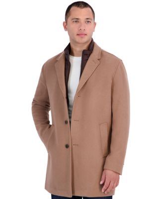 Men's Regular-Fit Wool-Blend Twill Car Coat