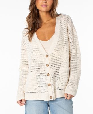 Women's Tamarindo Striped Crochet V-Neck Cardigan