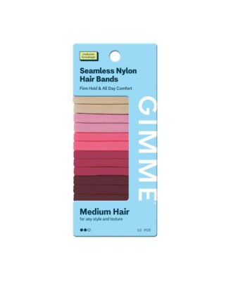 Medium Hair Bands  Seamless Nylon, Snag Free Hair Ties with Firm, Lasting Hold 12 Pack