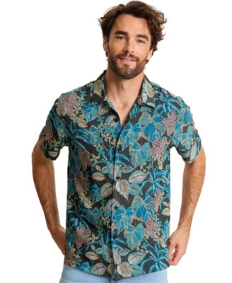 Men's Bahama Coast Stretch Bungalow-Collar Printed Short-Sleeve Button-Down Shirt