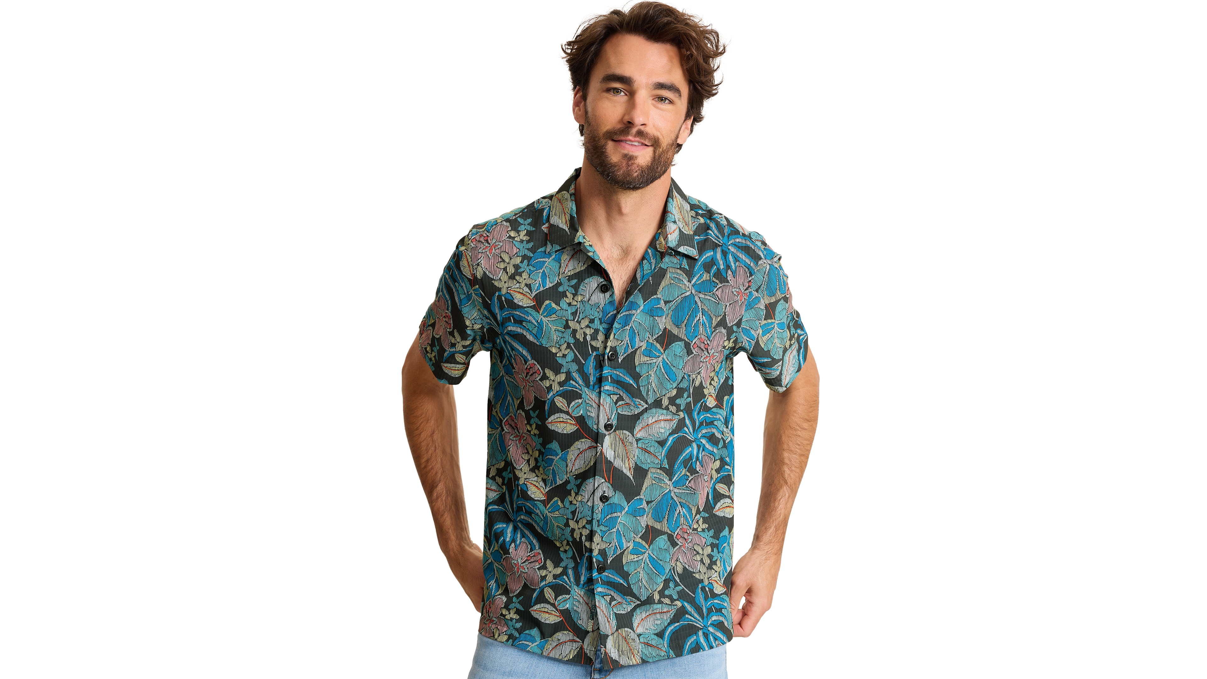Tommy Bahama Men's Coast Stretch Bungalow-Collar Printed Short-Sleeve Button-Down Shirt