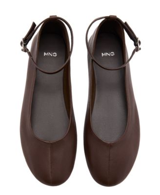 Women's Leather Ankle-Strap Ballerina Flats