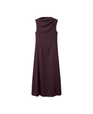 Women's Gathered Details Textured A-Line Midi Dress