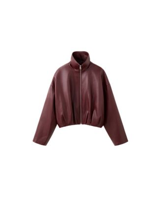 Women's Faux Leather Funnel Neck Jacket