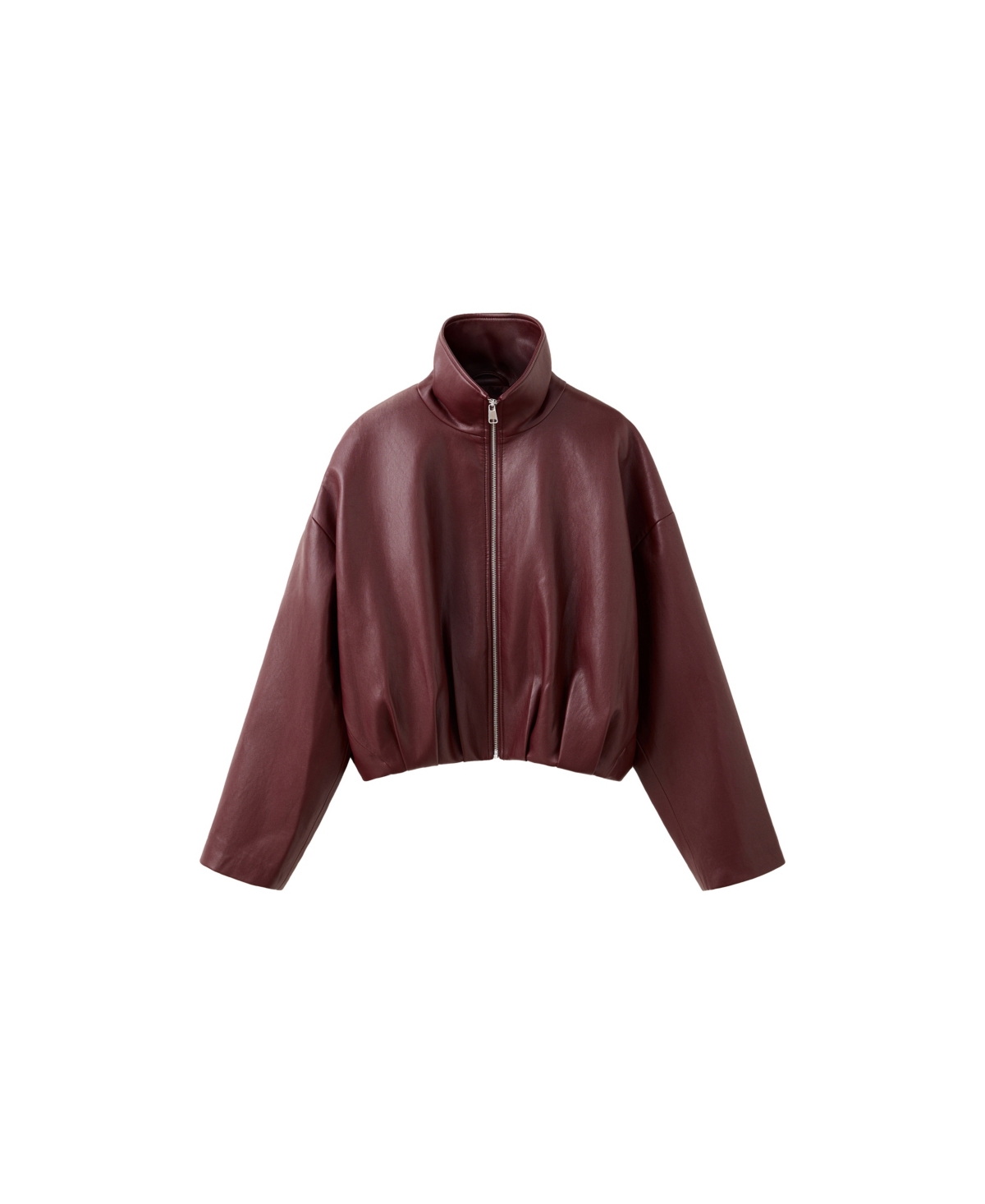 Mango Women's Faux Leather Funnel Neck Oversized Jacket - Maroon