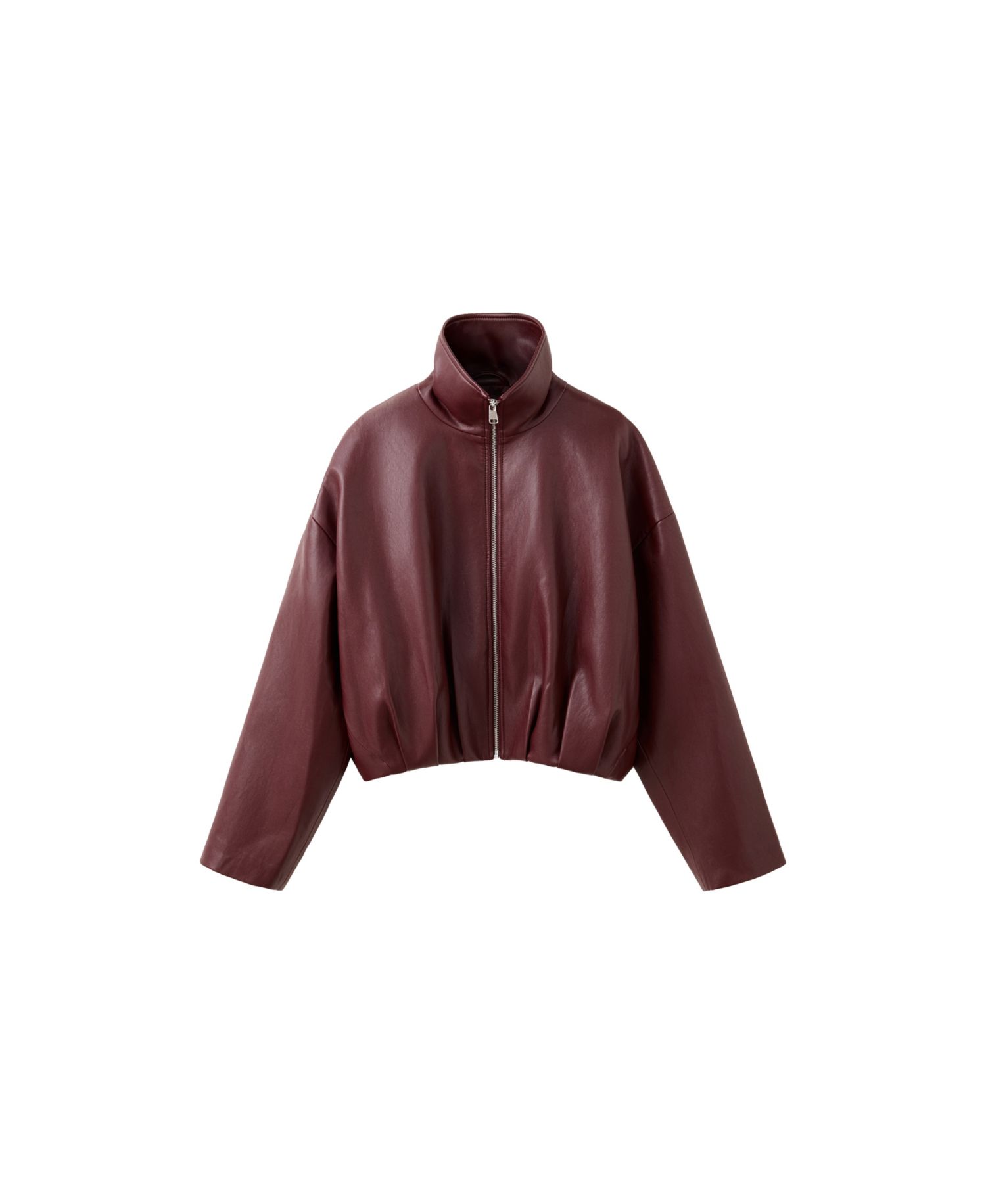 Women's Faux Leather Funnel Neck Jacket
